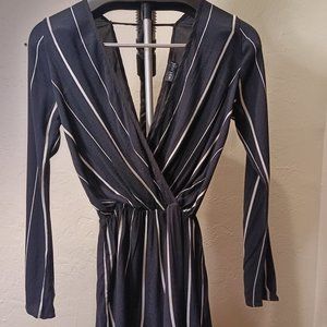 Wet Seal black with white stripes romper